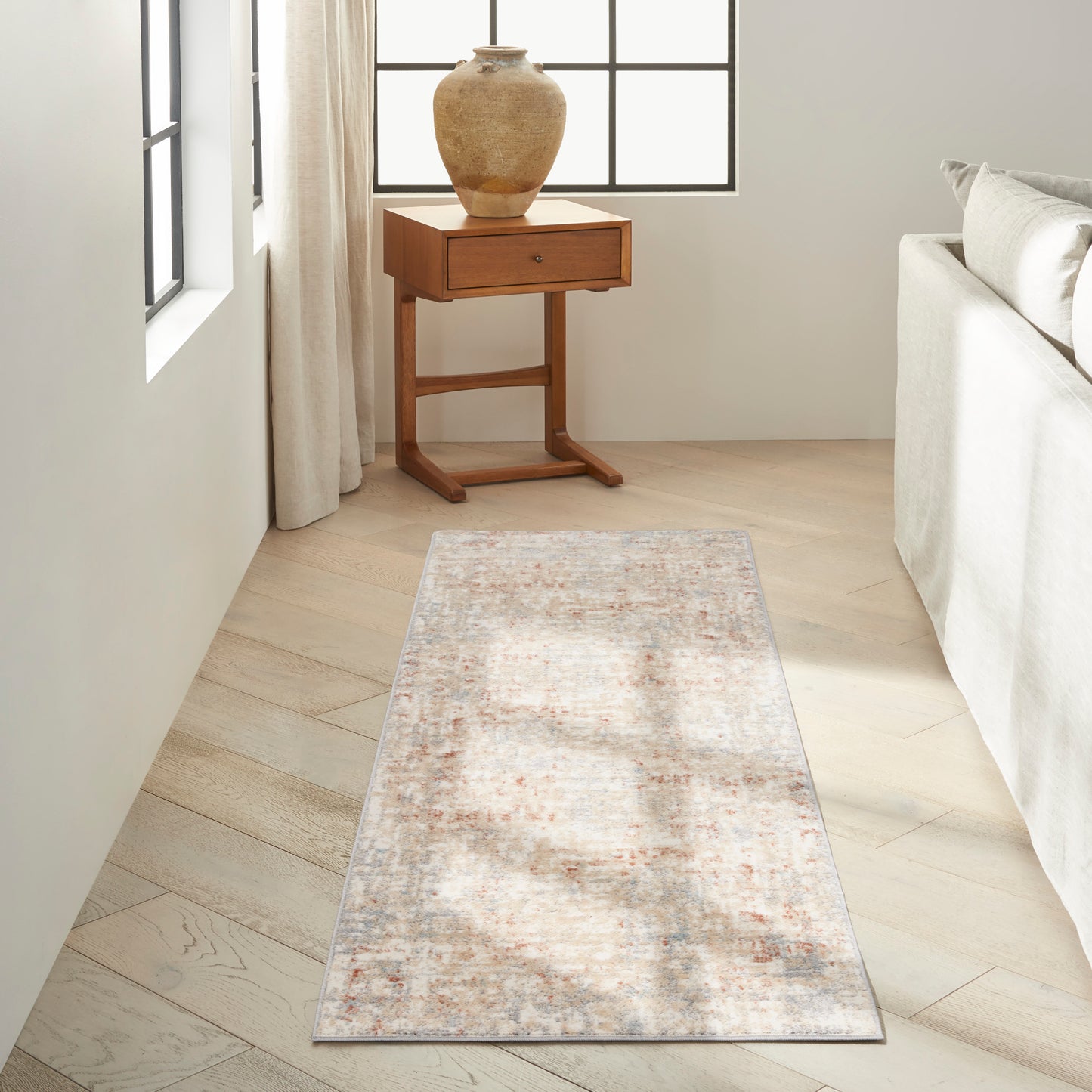 Calvin Klein CK005 Enchanting 2'3" x 7'3" Ivory Grey Modern Indoor Rug