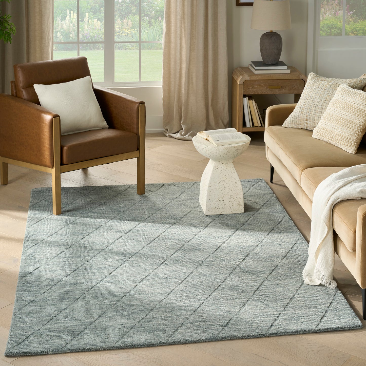 Nourison Wool Haven 5'3" x 7'3" Blue Modern Indoor Rug