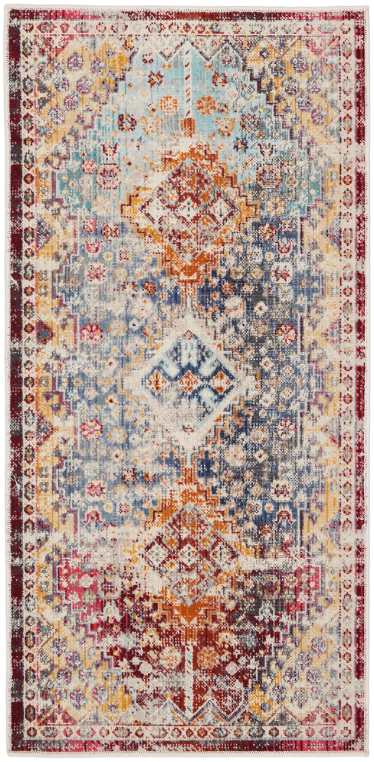 Nourison Vintage Kashan 2' x 4' Multicolor Vintage Indoor Rug