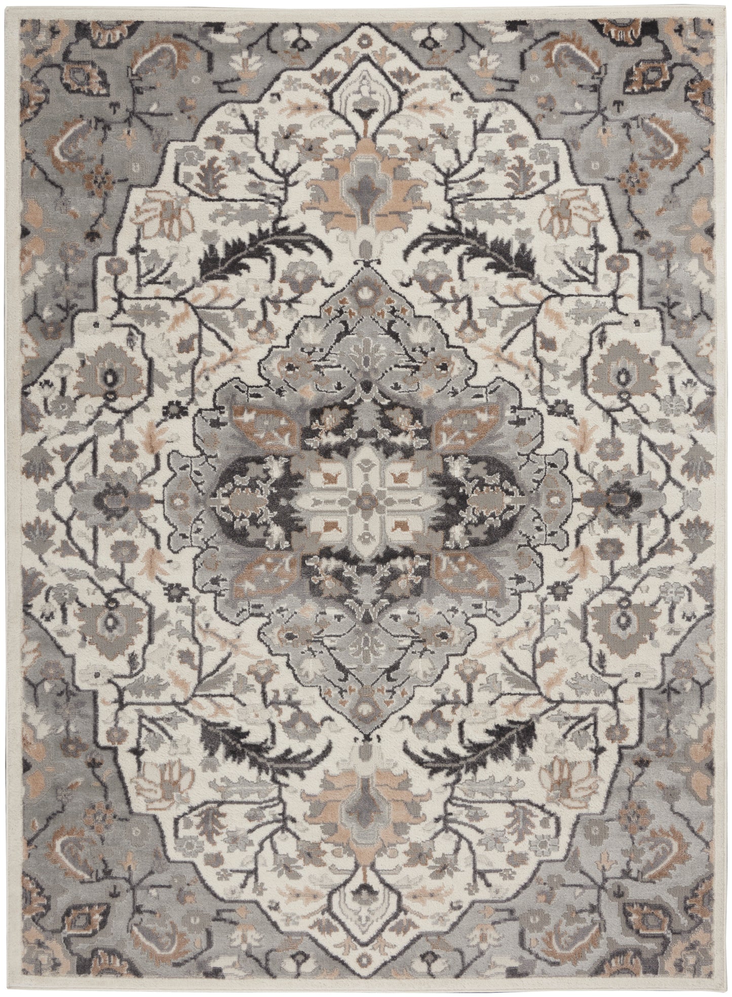 Nourison Elation 4' x 6' Ivory Grey Transitional Indoor Rug