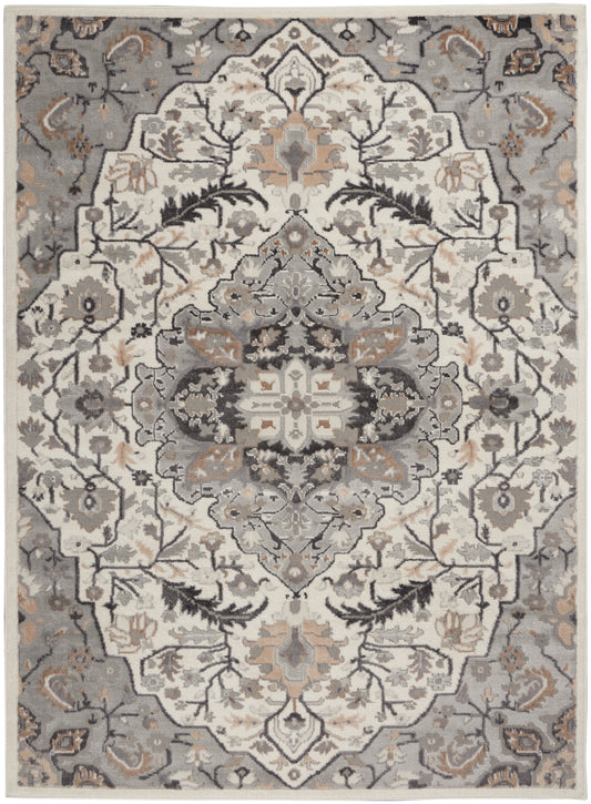 Nourison Elation 4' x 6' Ivory Grey Transitional Indoor Rug