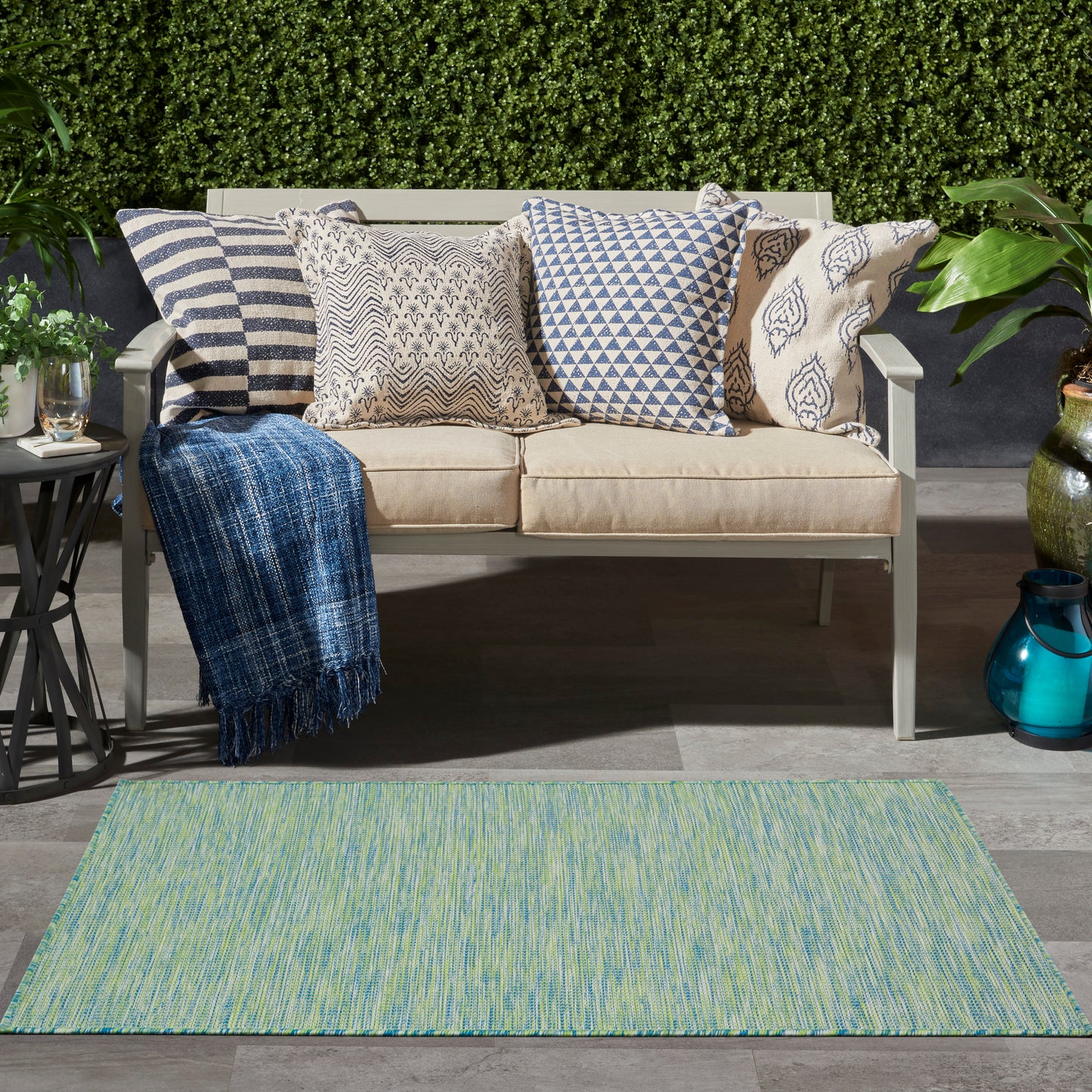 Nourison Positano 3' x 5' Blue Green Modern Rug