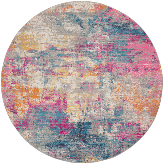 Nourison Passion 5' x Round Ivory Multicolor Modern Indoor Rug