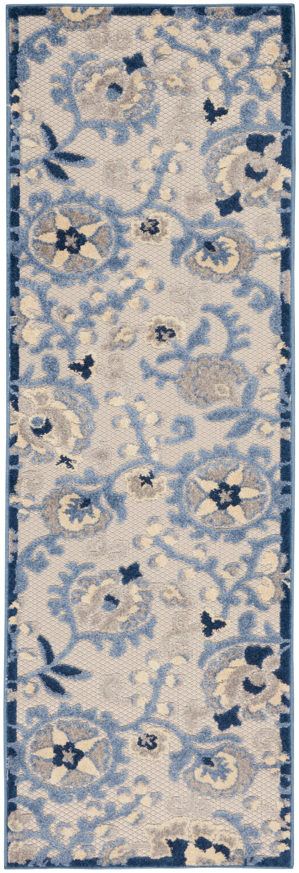 Nourison Aloha 2'3" x 8' Blue Grey Farmhouse Rug