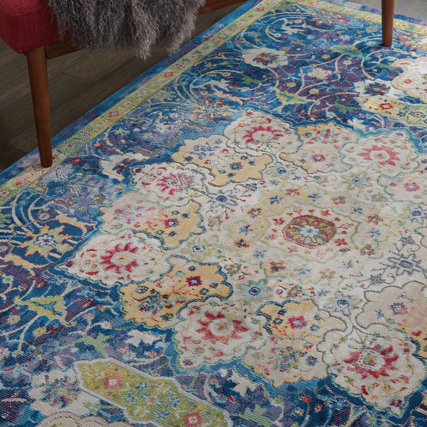 Nourison Ankara Global 4' x 6' Blue Vintage Indoor Rug