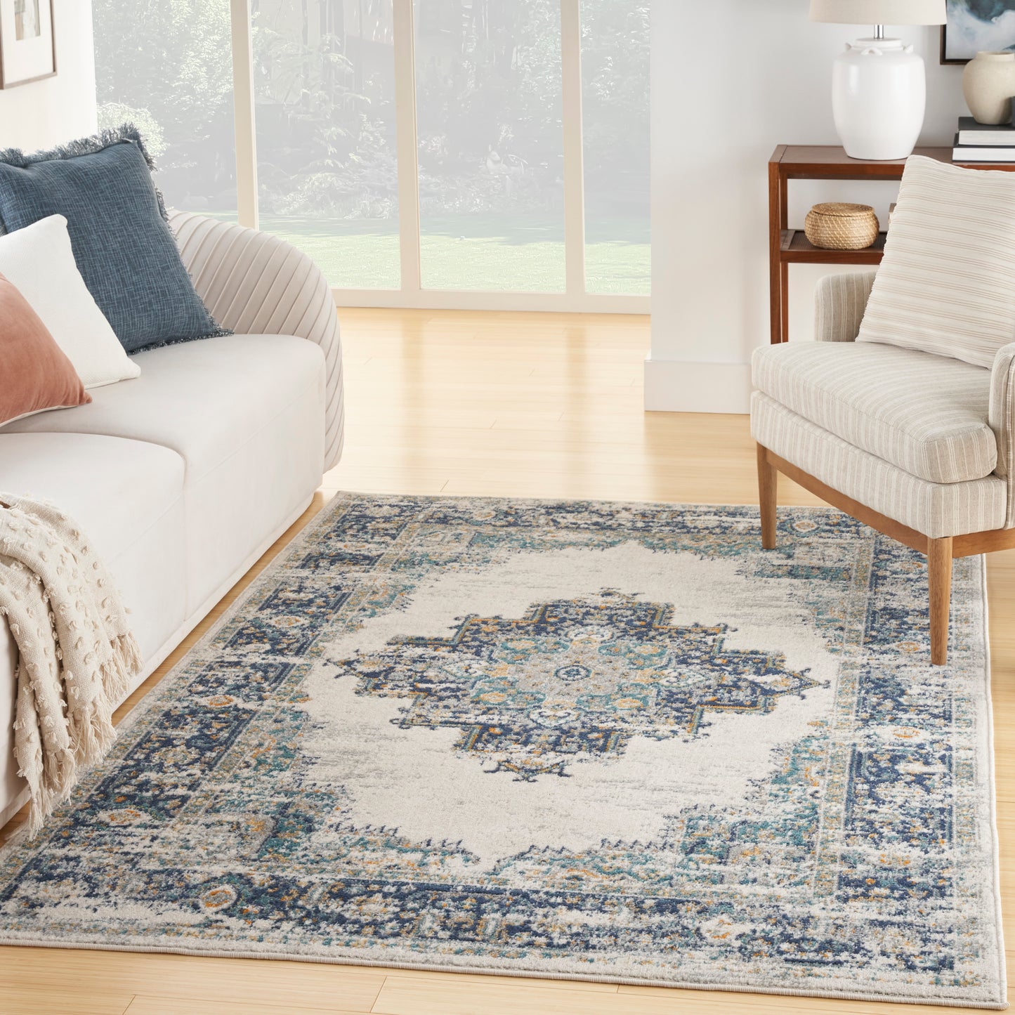 Nourison Passion 8' x 10' Ivory/Grey/Blue Vintage Indoor Rug