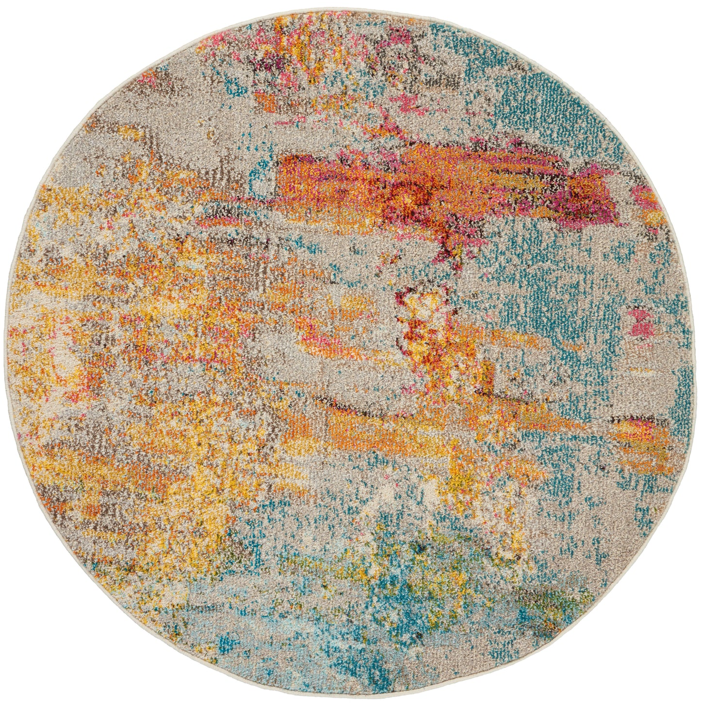 Nourison Celestial 4' x Round Sealife Modern Indoor Rug