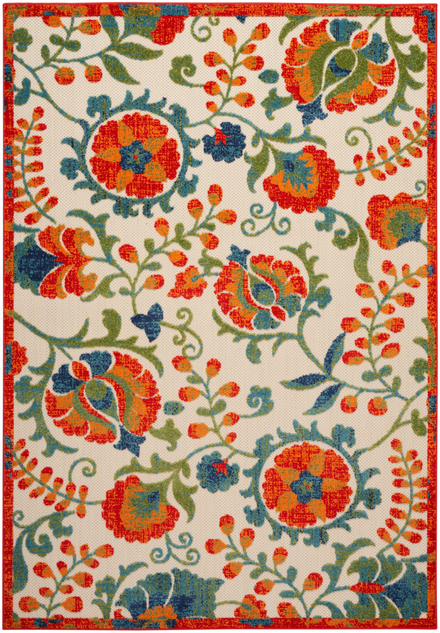 Nourison Aloha 5'3" x 7'5" Red Multicolor Farmhouse Rug