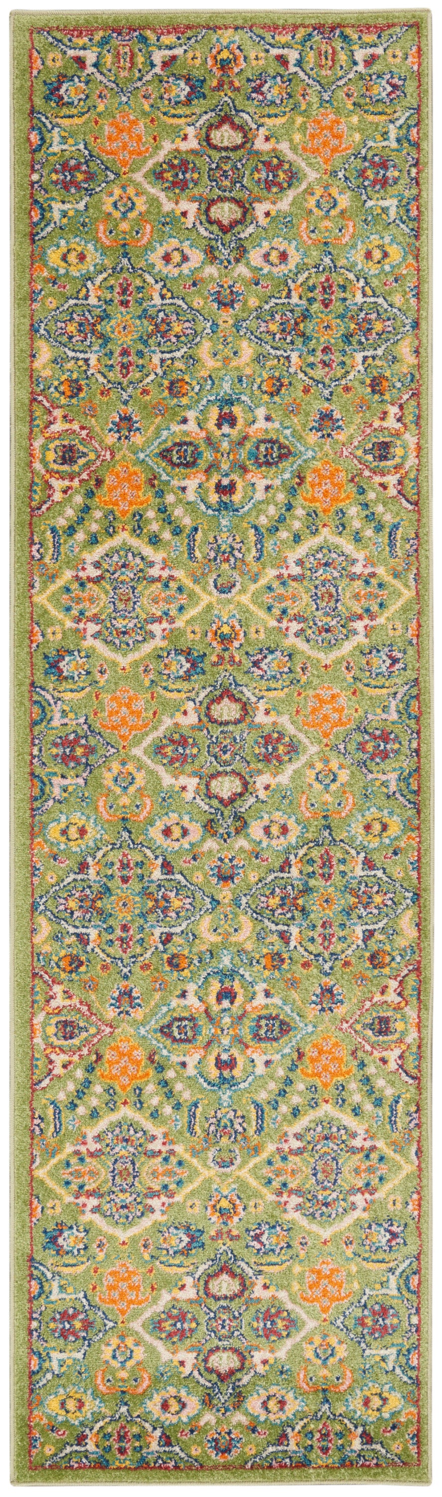 Nourison Allur 2'3" x 12' Sage Ivory Bohemian Indoor Rug