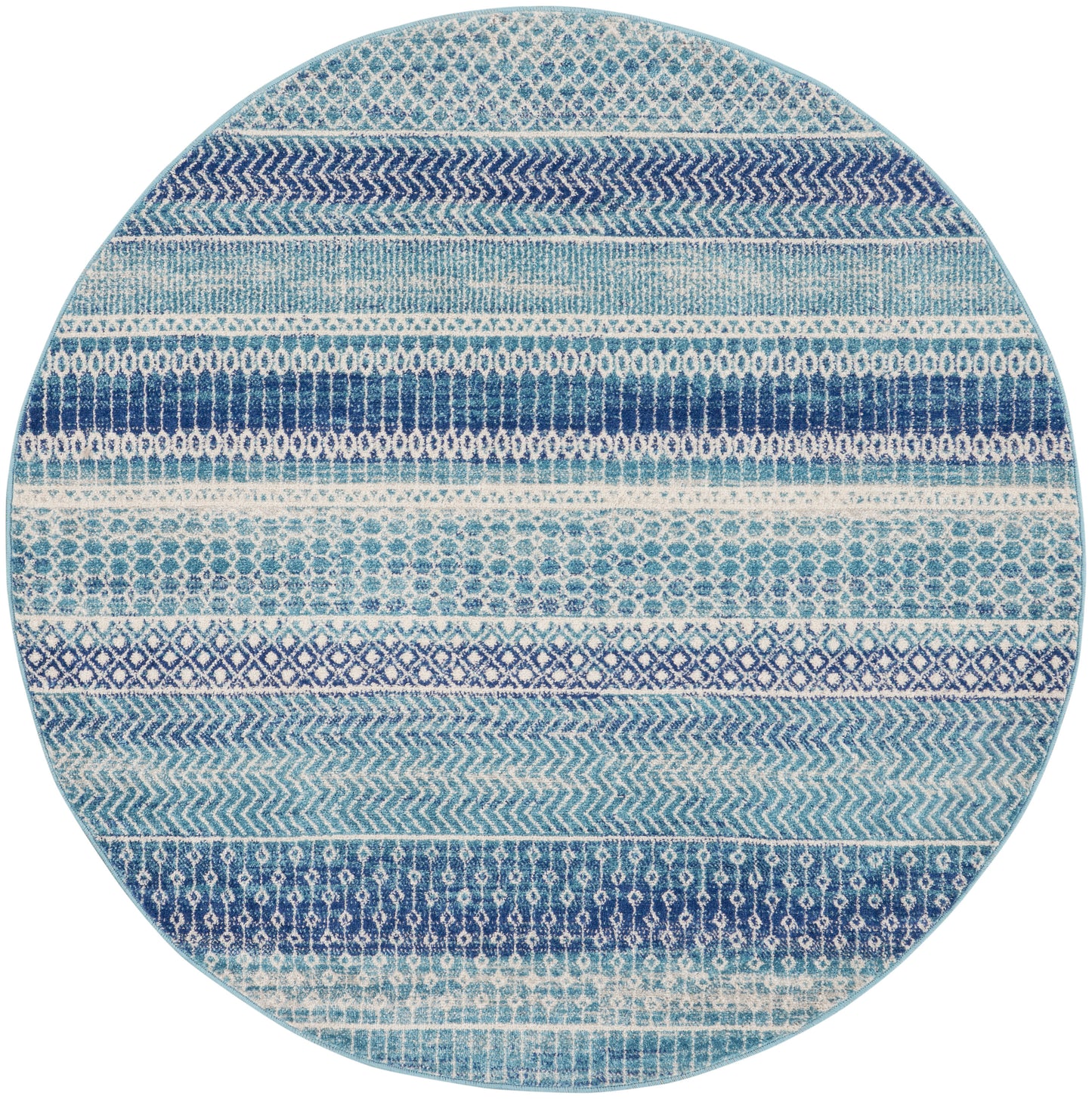 Nourison Passion 5' x Round Navy Blue Bohemian Indoor Rug