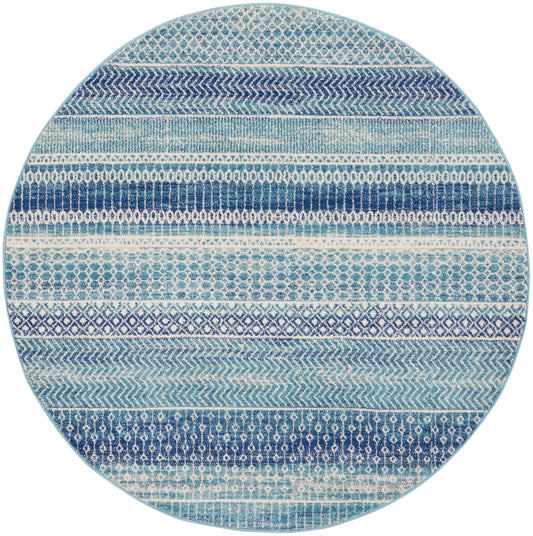 Nourison Passion 5' x Round Navy Blue Bohemian Indoor Rug