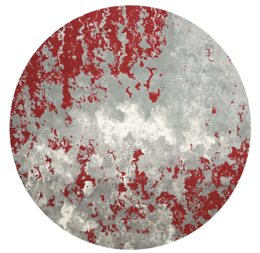 Nourison Twilight 8' x Round Grey/Red Modern Indoor Rug