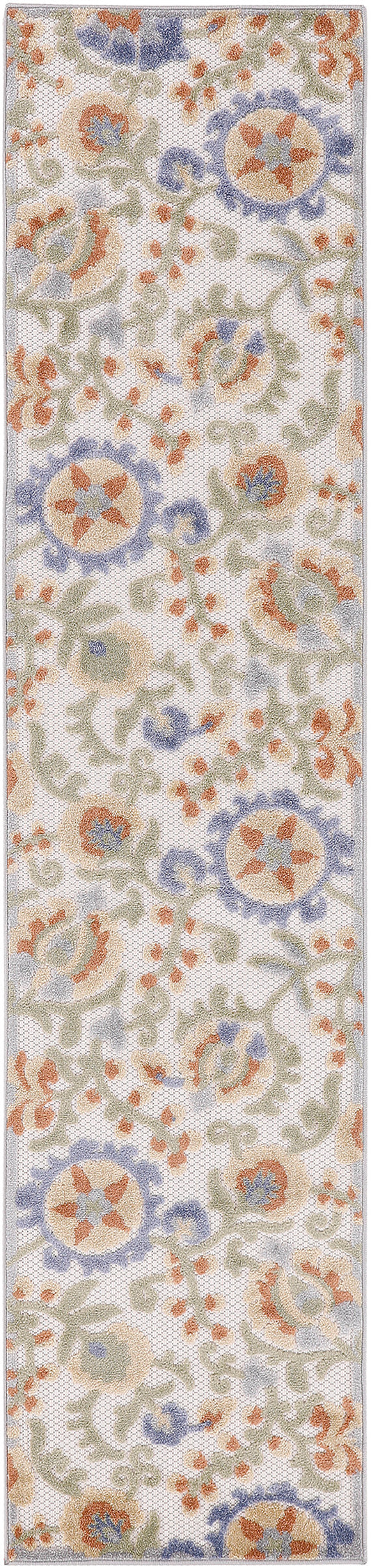 Nourison Aloha 2'3" x 8' Ivory Blue Outdoor Rug