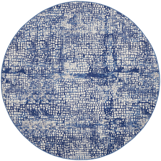 Nourison Whimsicle 5' x Round Ivory Navy Modern Indoor Rug