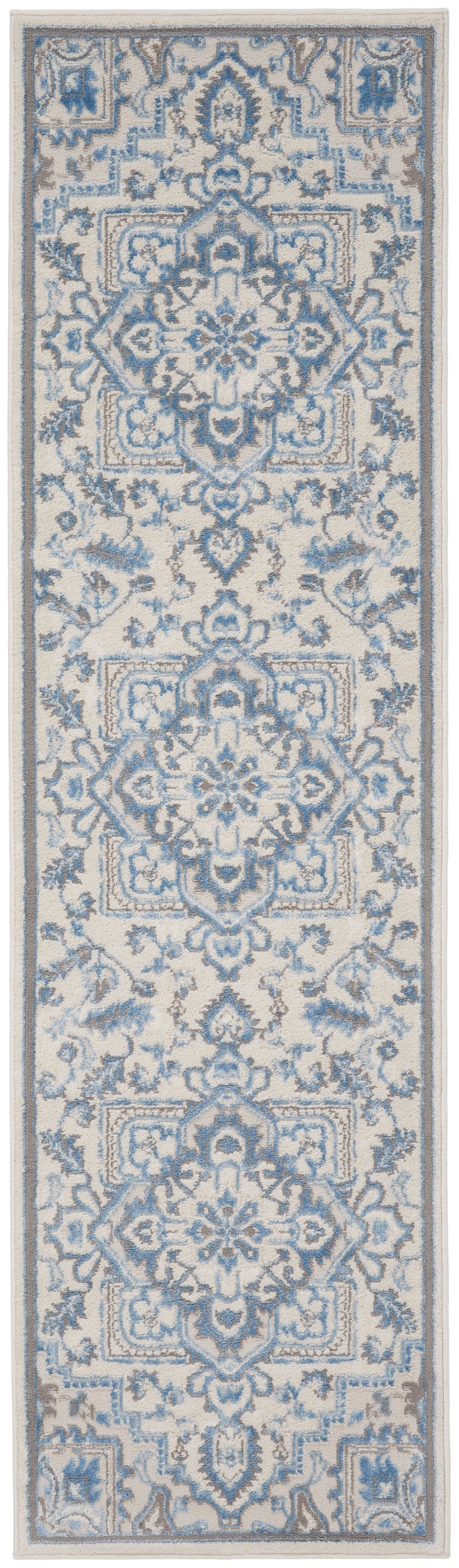 Nourison Elation 2'3" x 7'6" Ivory Blue Bohemian Indoor Rug