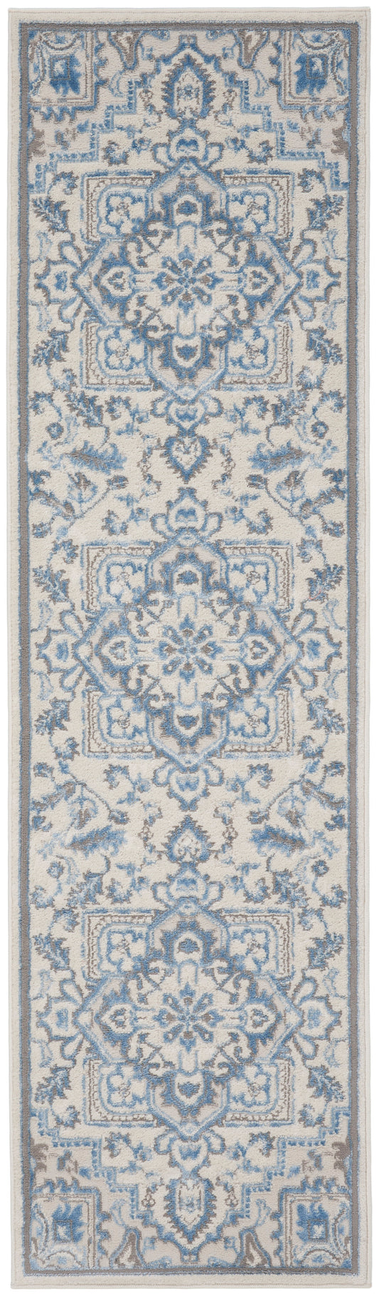 Nourison Elation 2'3" x 7'6" Ivory Blue Bohemian Indoor Rug