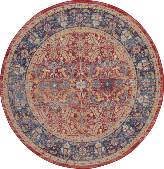 Nourison Ankara Global 6' x Round Red Vintage Indoor Rug