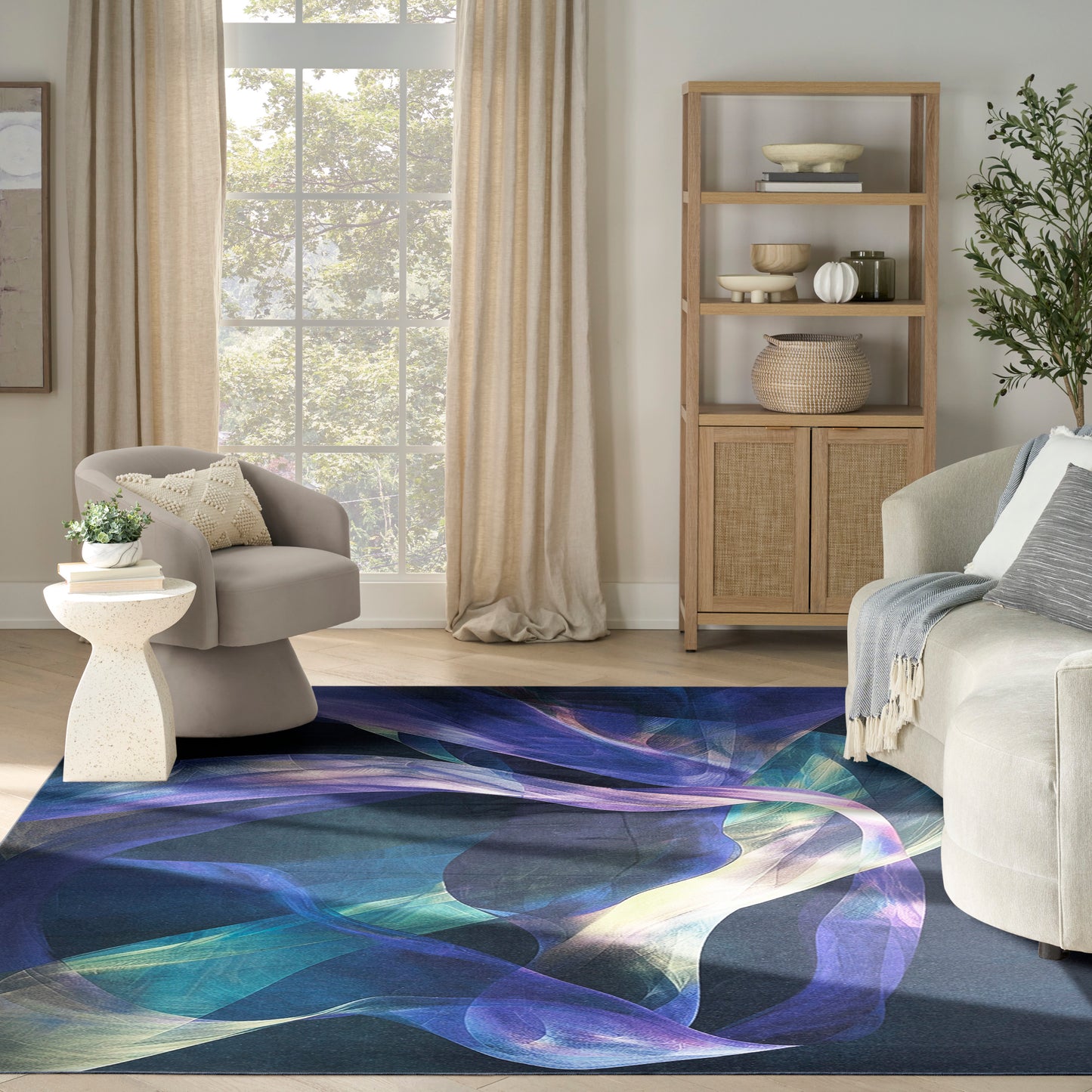 Nourison Nourison Washables 8' x 10' Blue Multicolor Modern Indoor Rug