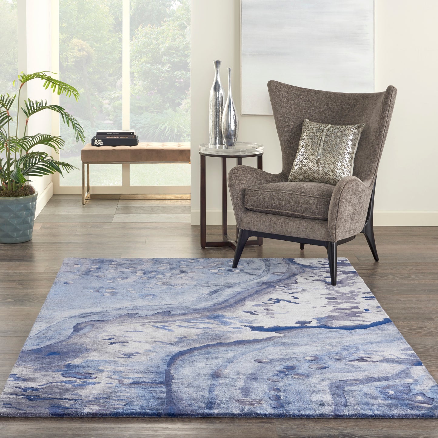 Nourison Prismatic 3'9" x 5'9" Blue Modern Indoor Rug