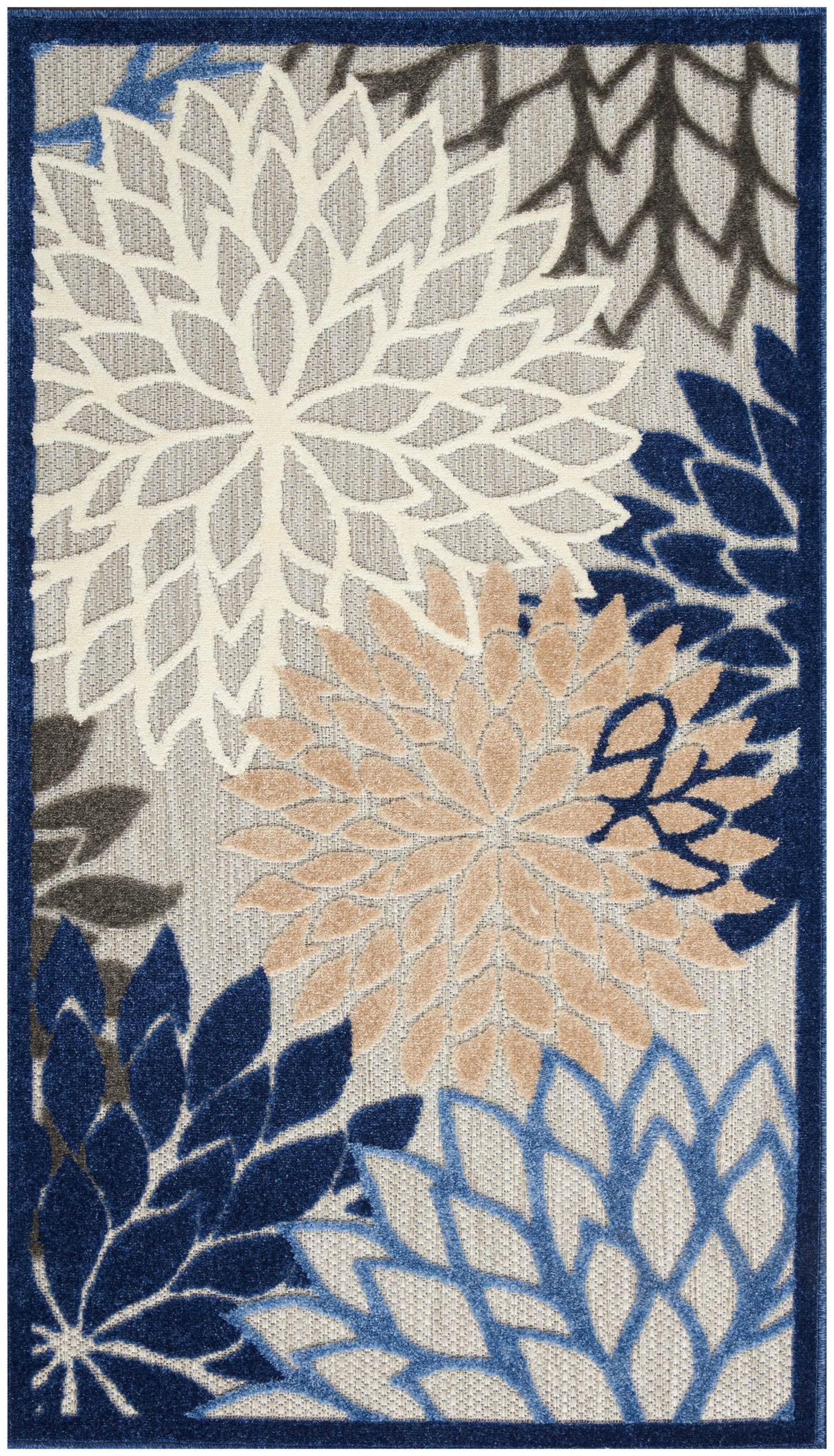 Nourison Aloha 3' x 5' Blue Multicolor Tropical Rug