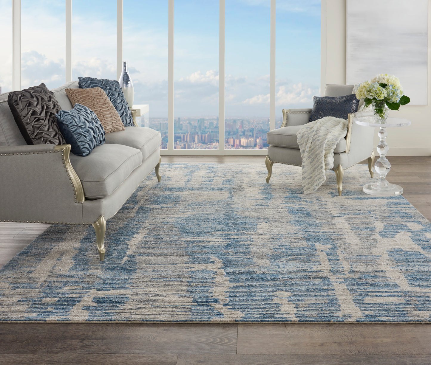 Nourison Ellora 7'9" x 9'9" Blue Modern Indoor Rug