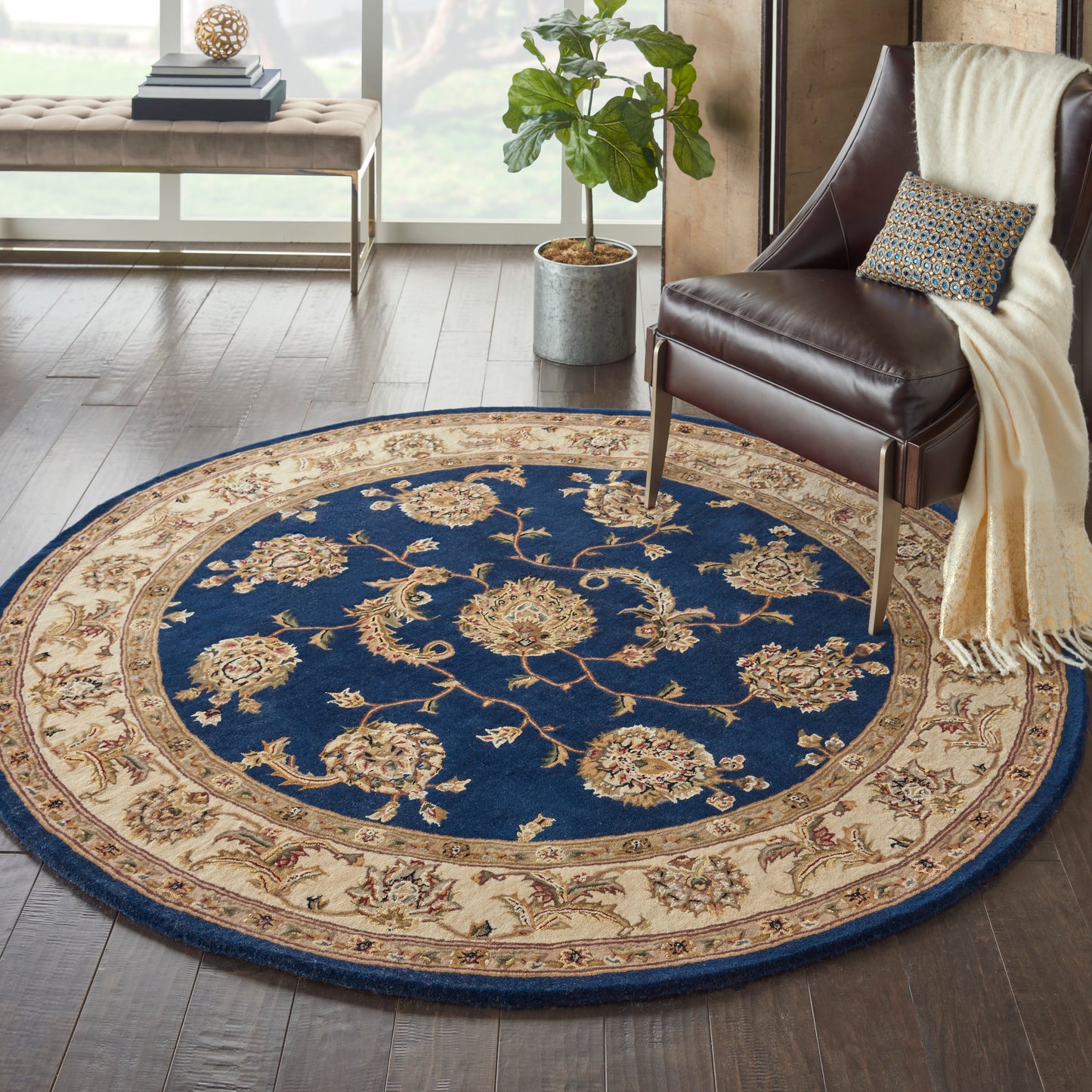 Nourison Nourison 2000 6' x Round Navy Traditional Indoor Rug