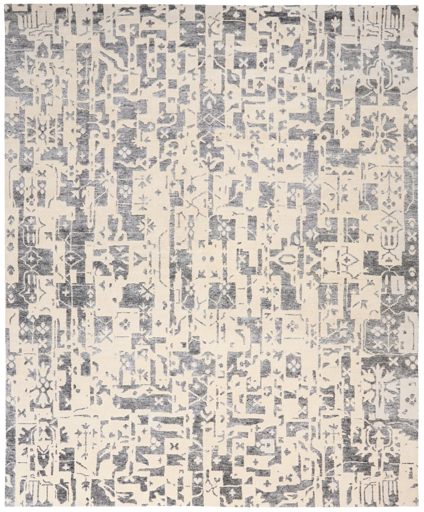 Nourison Silk Shadows 7'9" x 9'9" Ivory Grey Modern Indoor Rug