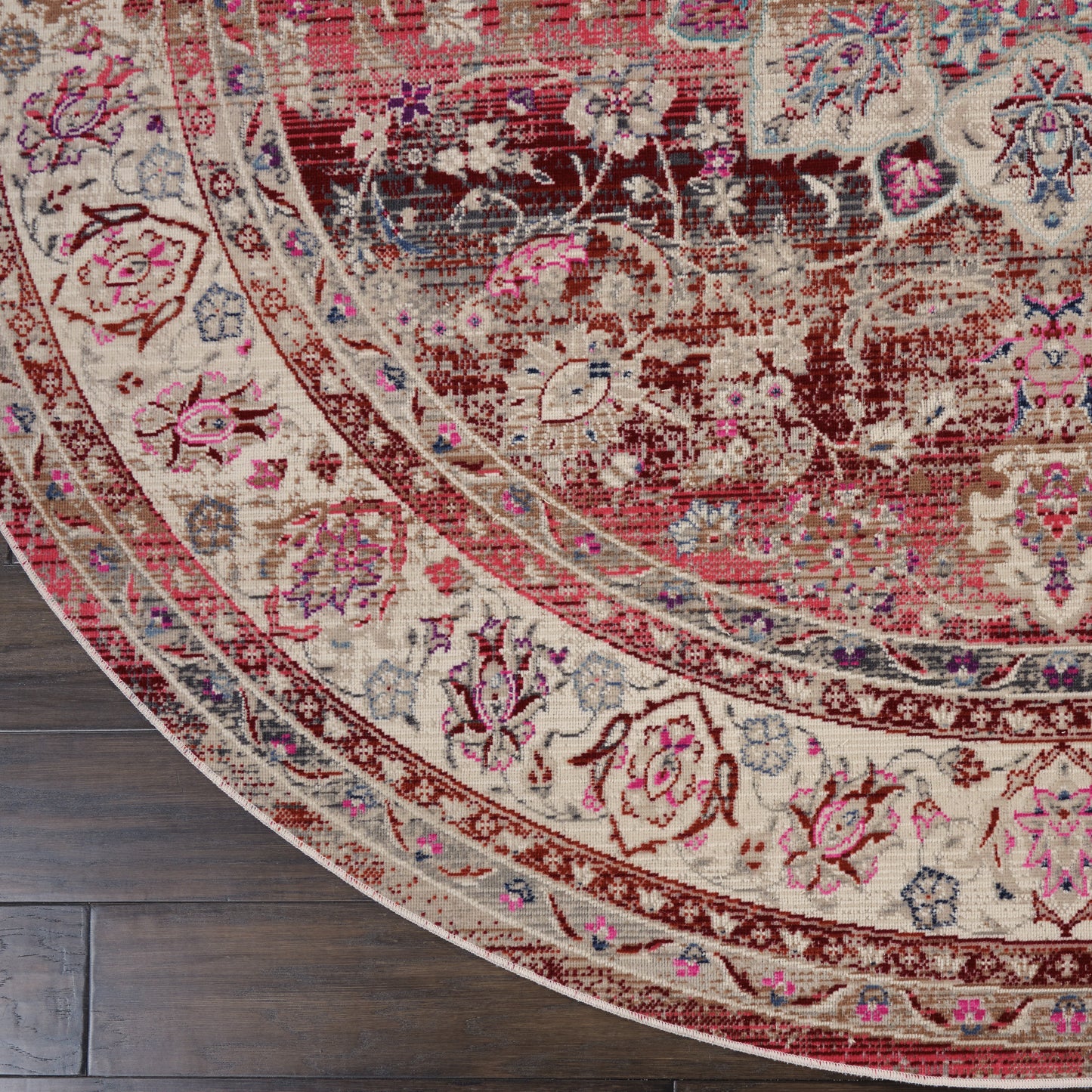 Nourison Vintage Kashan 4' x Round Red Vintage Indoor Rug