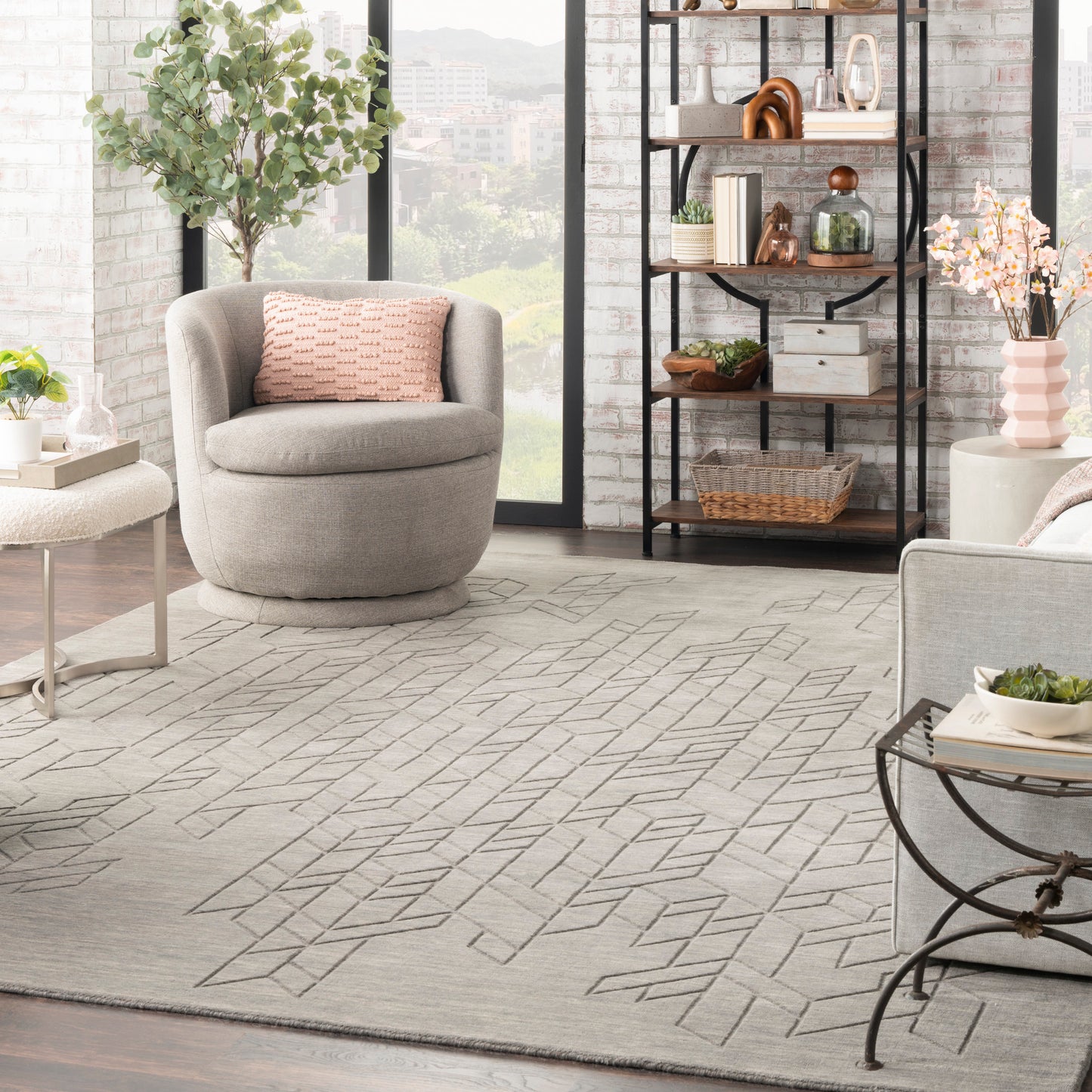 Nourison Alessia 7'9" x 9'9" Grey Modern Indoor Rug