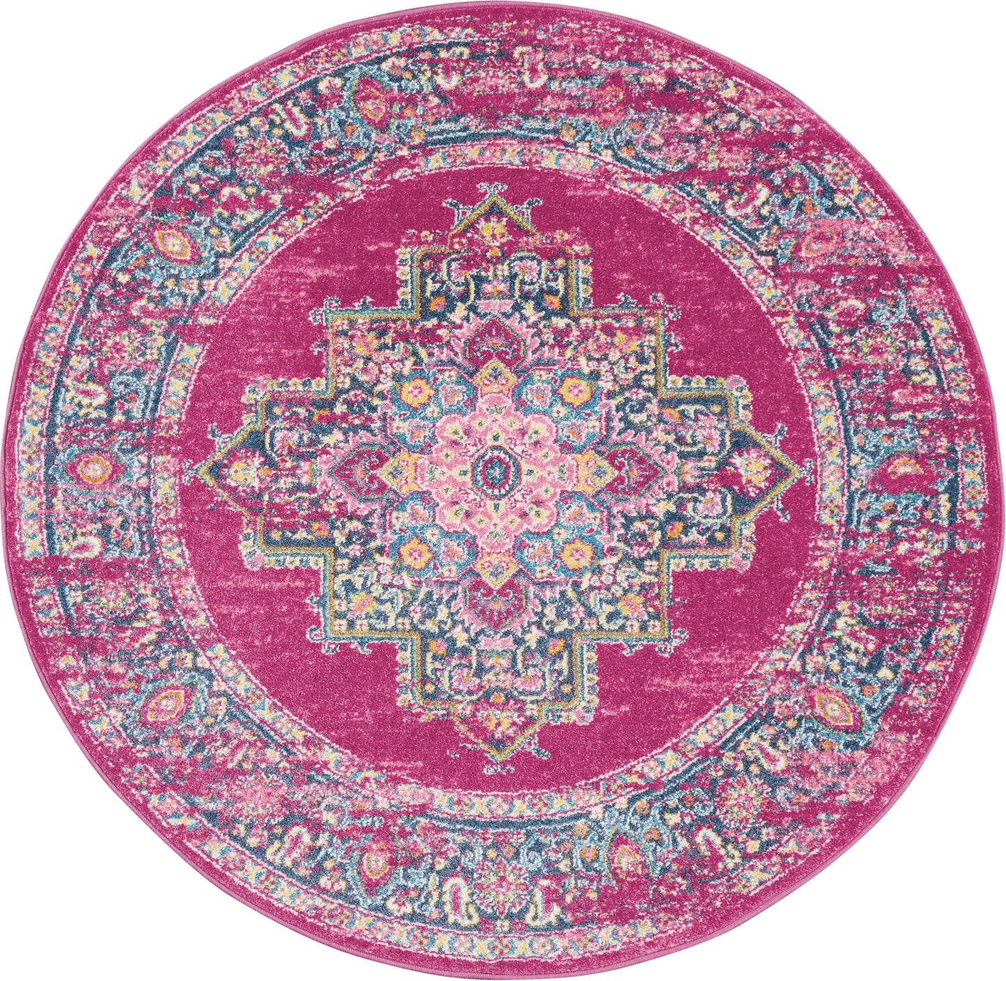 Nourison Passion 8' x Round Fuchsia Bohemian Indoor Rug