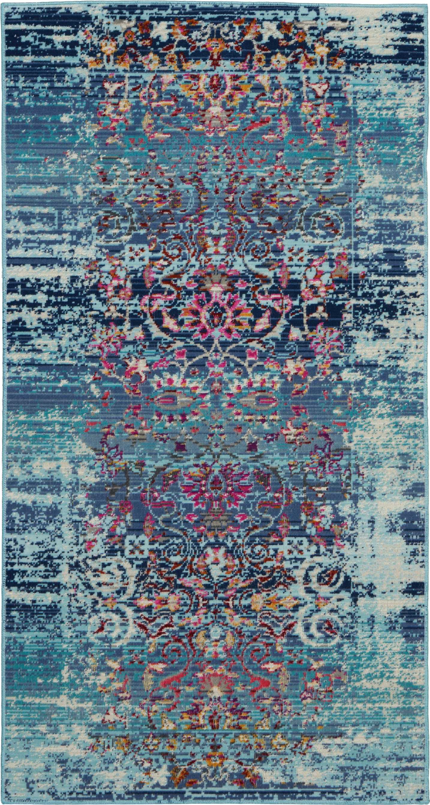 Nourison Vintage Kashan 2' x 4' Blue Vintage Indoor Rug