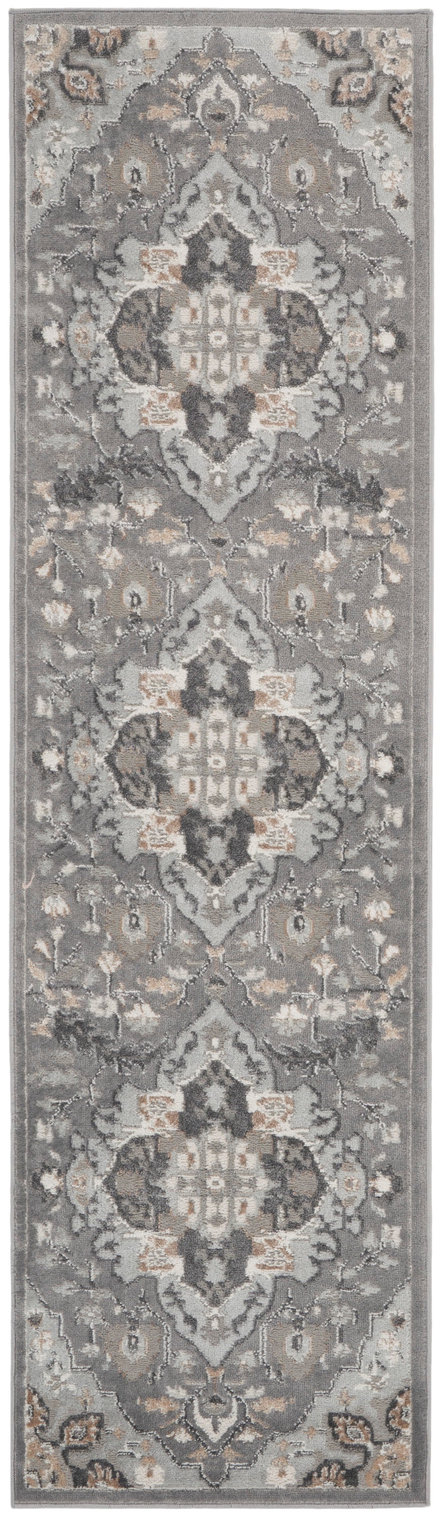 Nourison Elation 2'3" x 7'6" Grey Transitional Indoor Rug