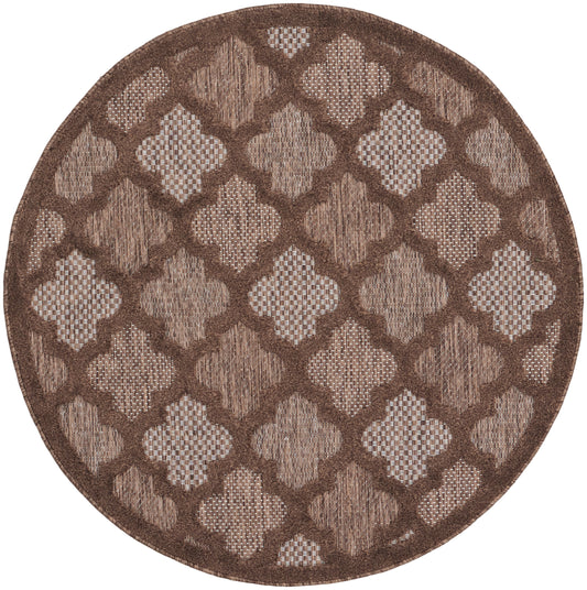 Nourison Easy Care 4' x Round Brown Modern Rug