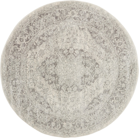 Nourison Tranquil 4' x Round Ivory/Grey Vintage Indoor Rug