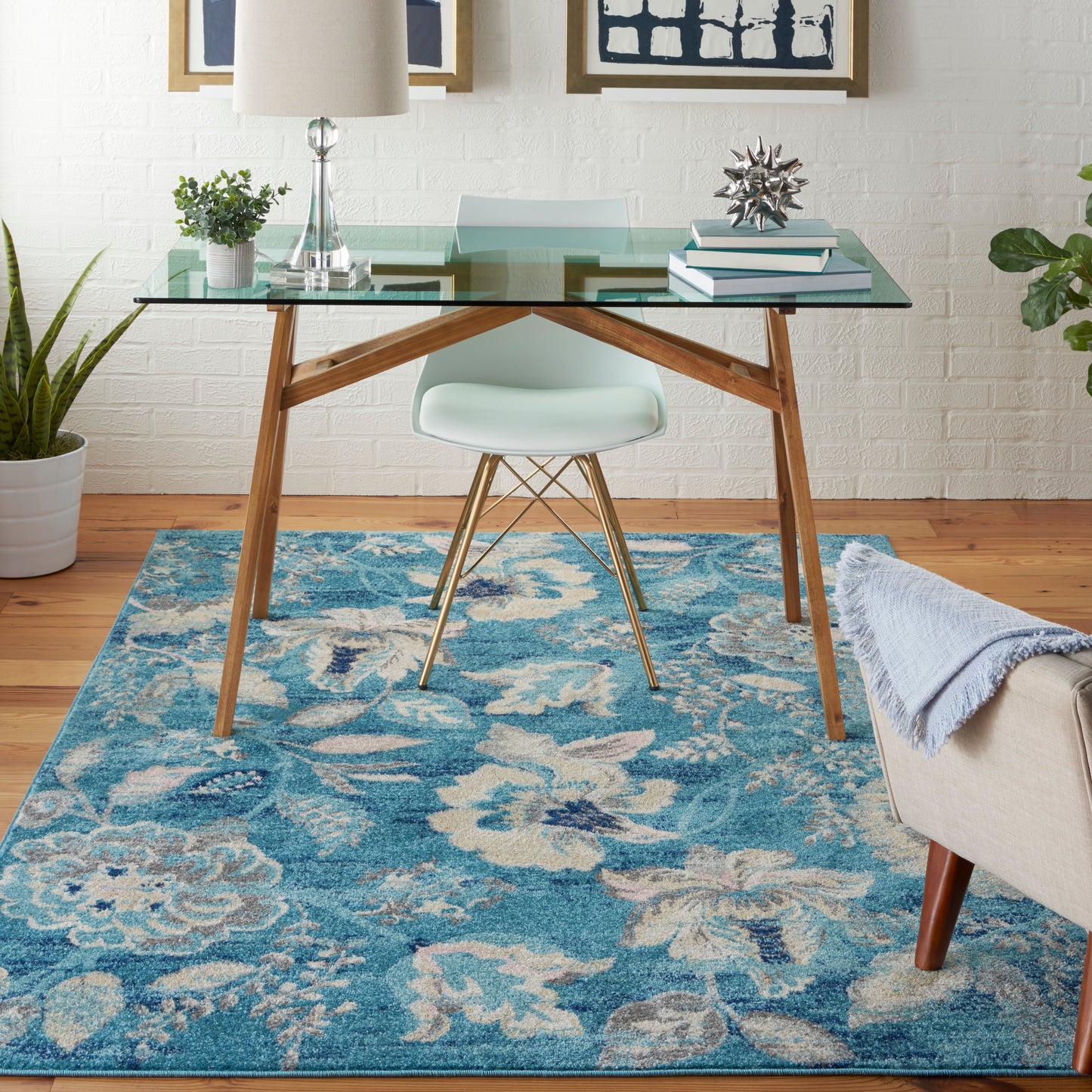 Nourison Tranquil 6' x 9' Turquoise Vintage Indoor Rug