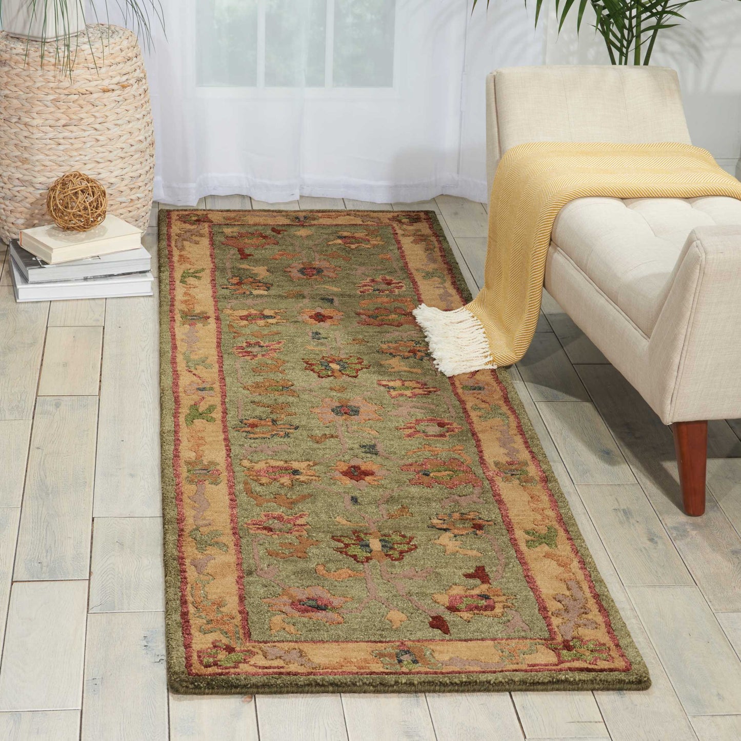 Nourison Tahoe 2'3" x 8' Green Traditional Indoor Rug