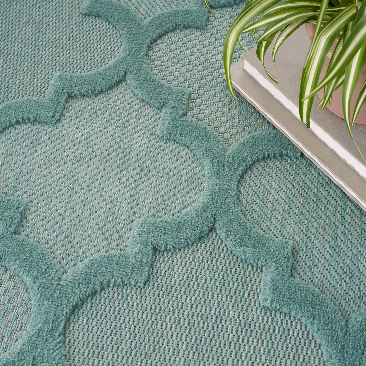 Nourison Easy Care 7' x 10' Aqua Teal Modern Rug