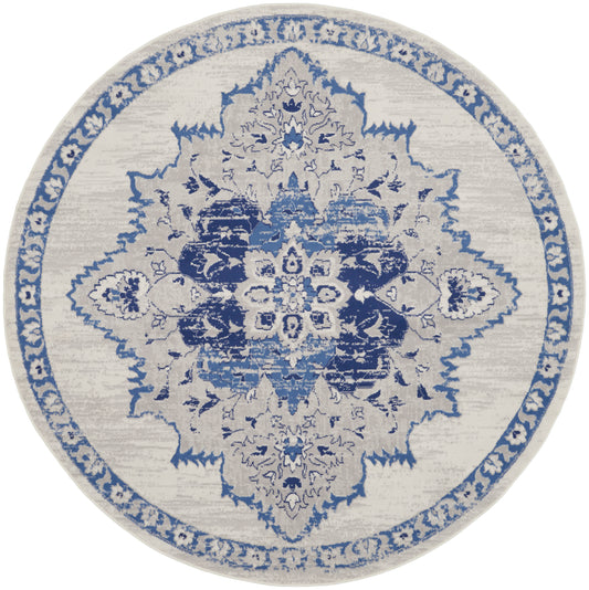 Nourison Whimsicle 5' x Round Ivory Blue Bohemian Indoor Rug