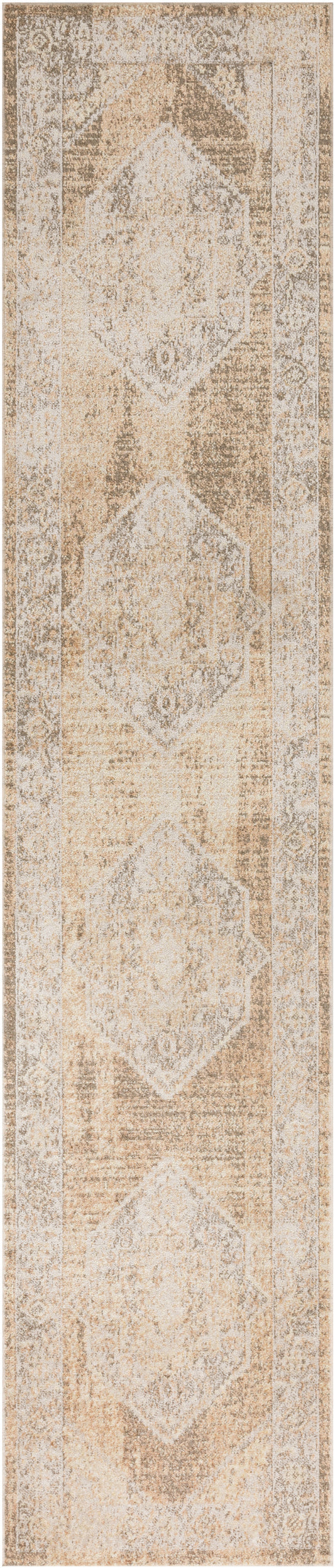 Nourison Astra Machine Washable 2'2" x 10' Beige Vintage Indoor Rug