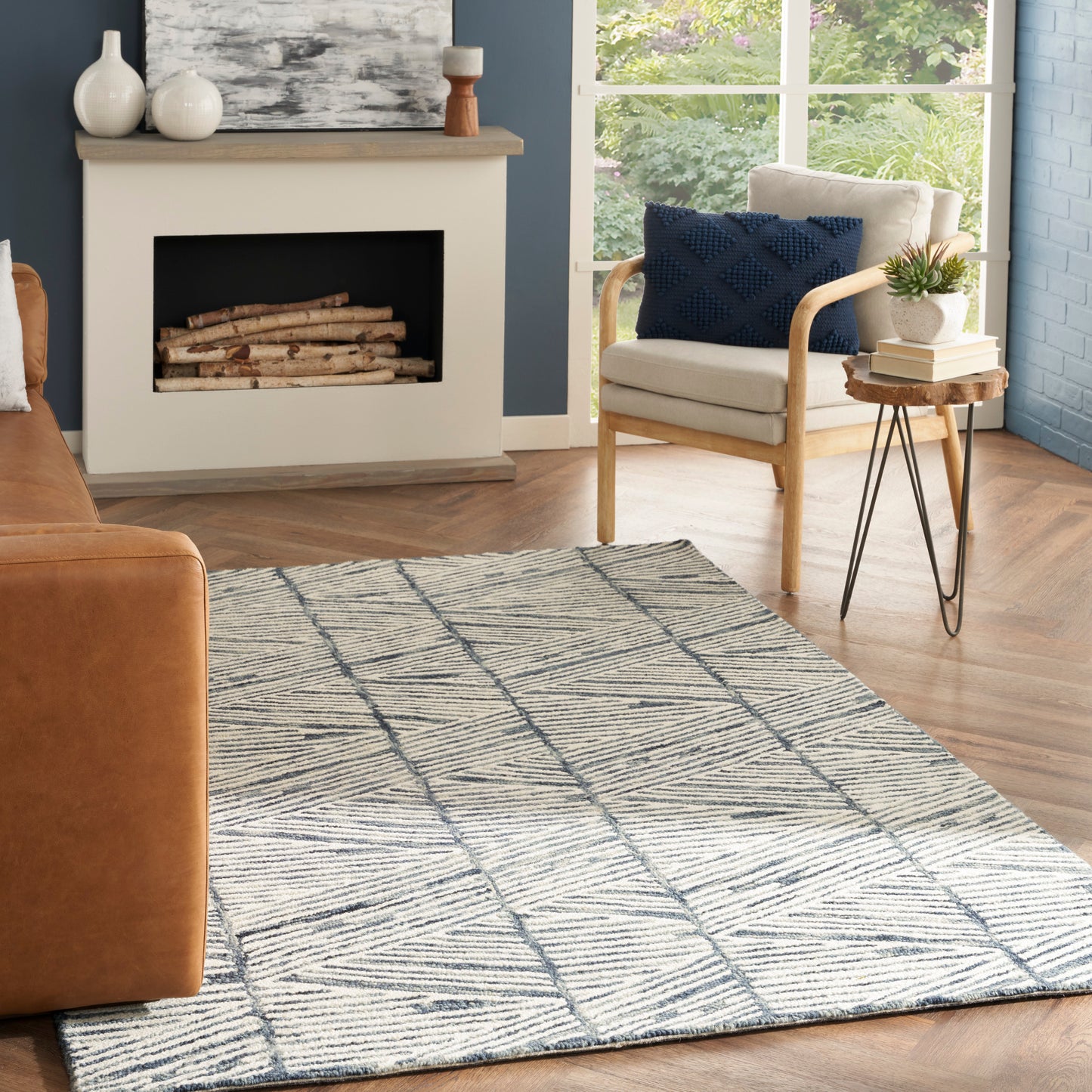 Nourison Colorado 5'3" x 7'3" White Blue Modern Indoor Rug