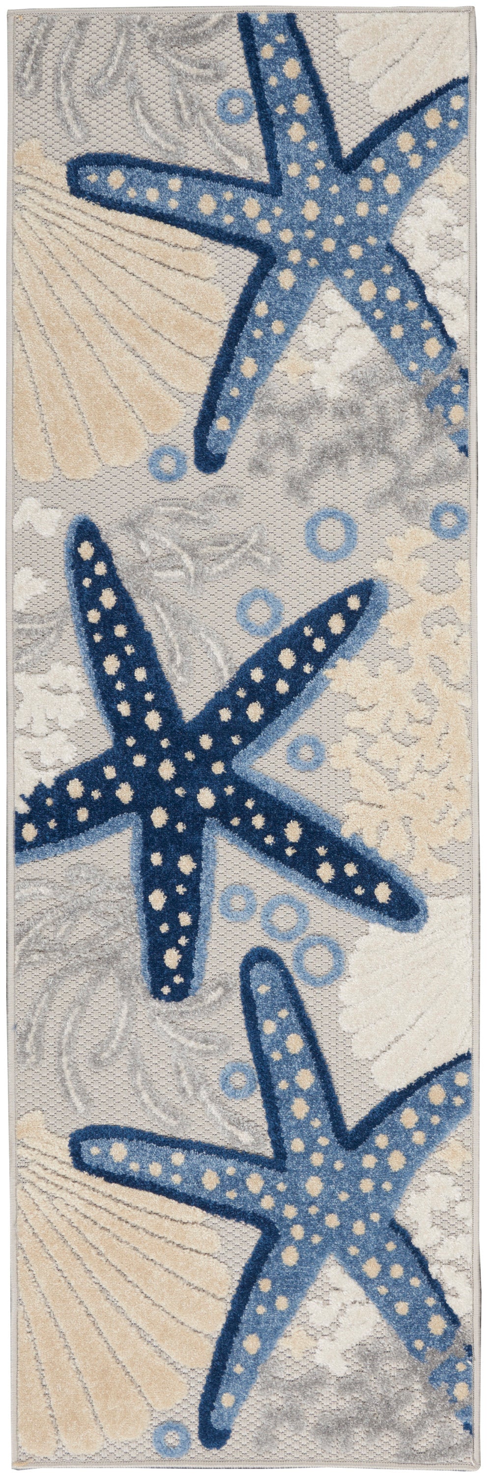 Nourison Aloha 2' x 6' Blue Grey Coastal, Nautical & Beach Rug