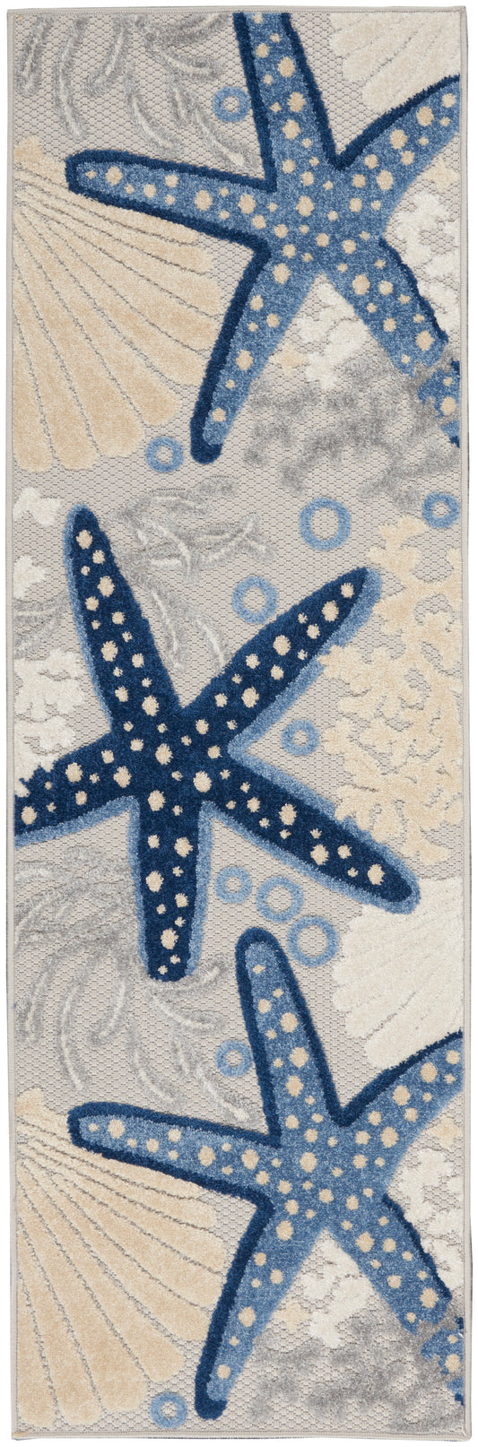 Nourison Aloha 2' x 6' Blue Grey Coastal, Nautical & Beach Rug