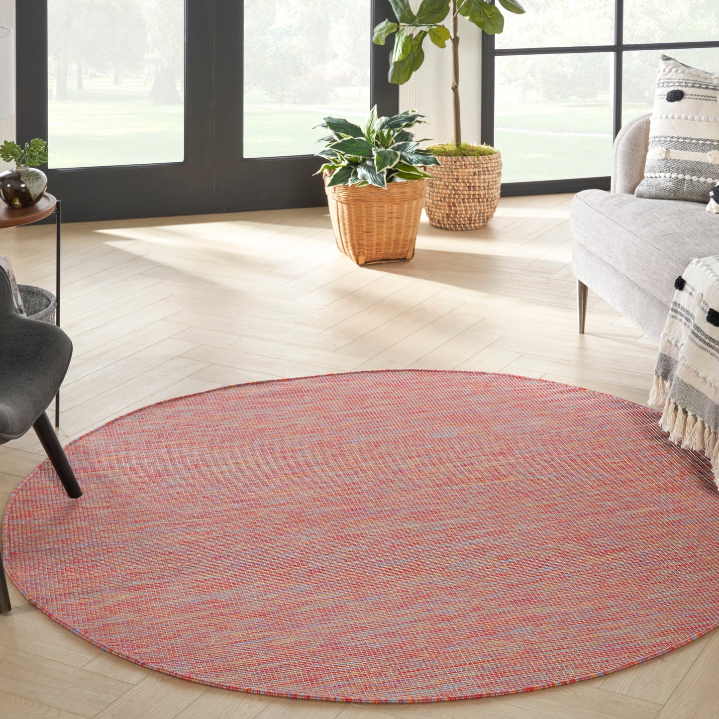 Nourison Positano 8' x Round Rainbow Modern Rug