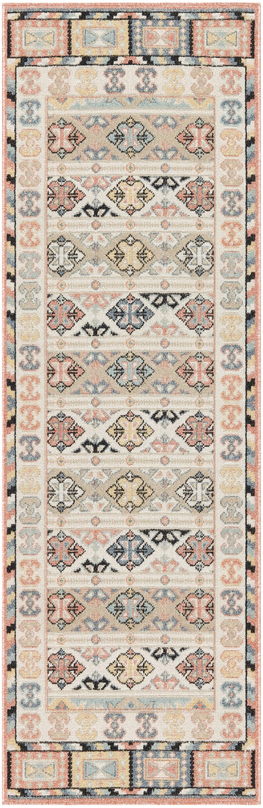 Nourison Washable Decor 2' x 6' Ivory Multicolor Bohemian Indoor Rug