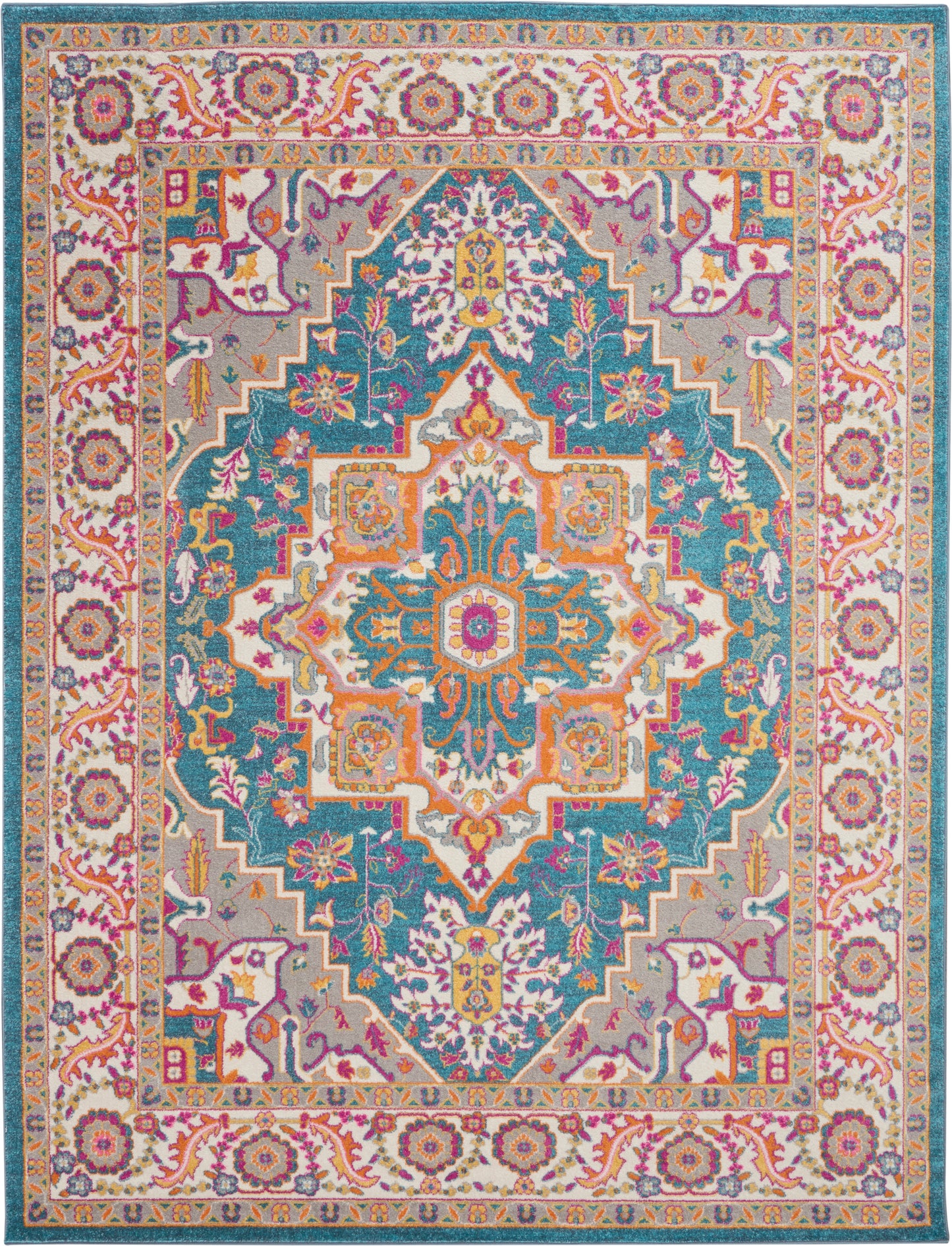 Nourison Passion 6'7" x 9'6" Teal Multicolor Bohemian Indoor Rug