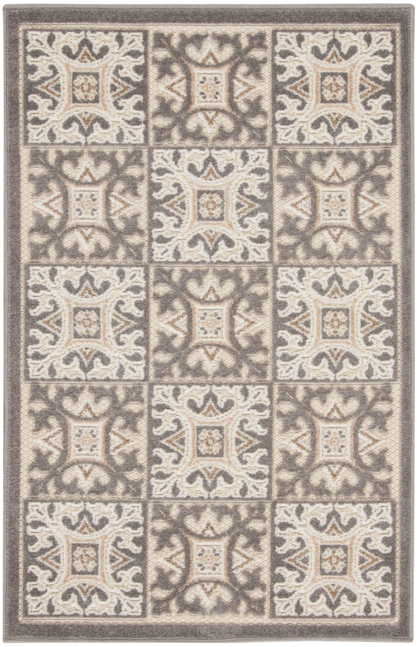 Nourison Aloha 2'8" x 4' Ivory Grey Contemporary Rug