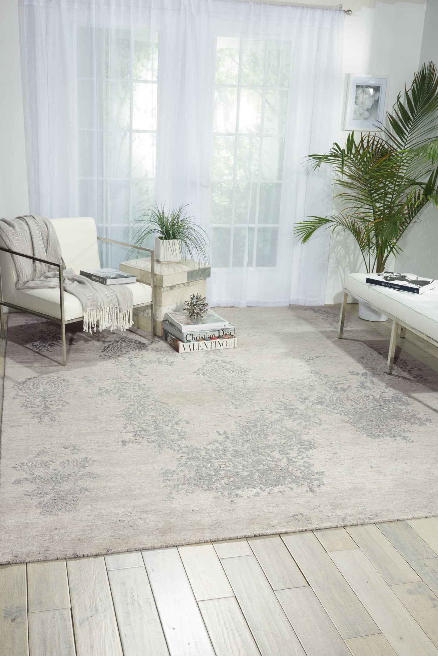 Nourison Silk Shadows 9'9" x 13'9" Ivory Silver Vintage Indoor Rug