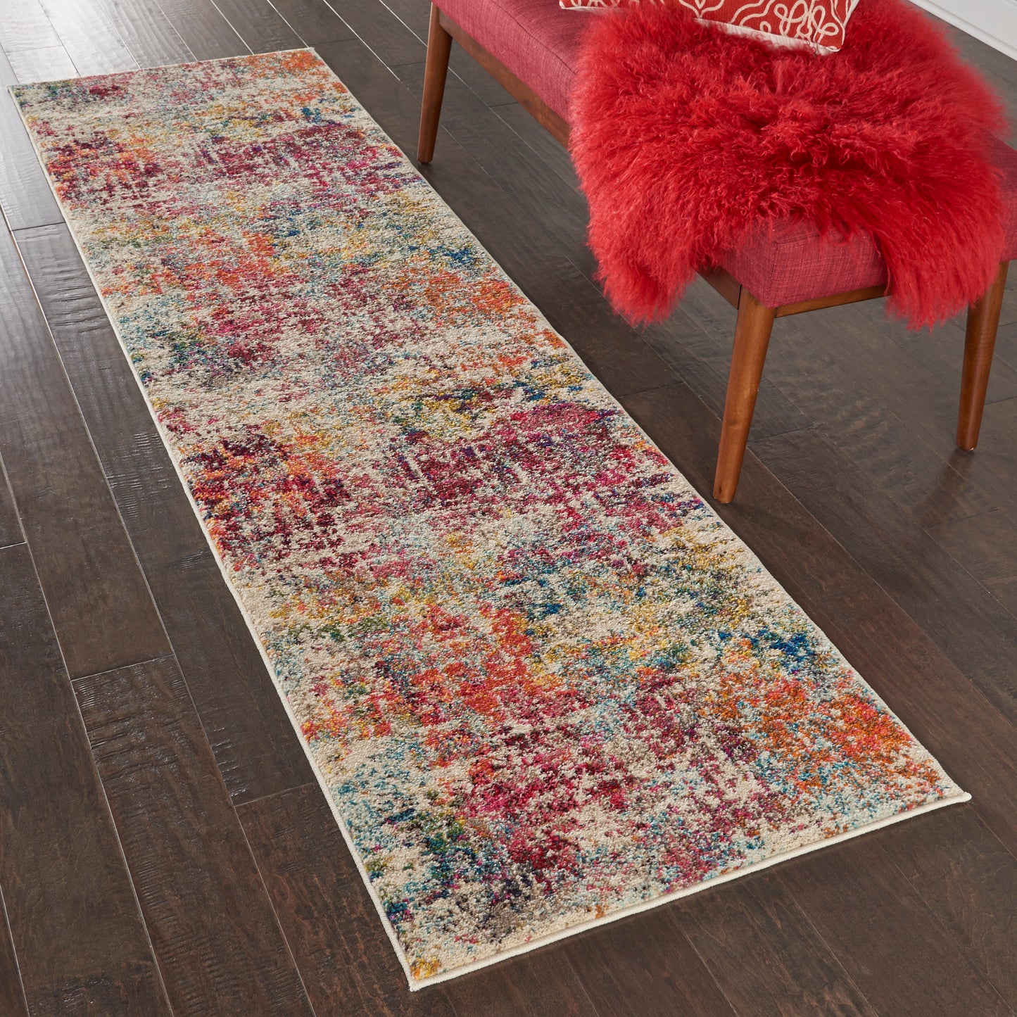 Nourison Celestial 2' x 6' Pink/Multicolor Modern & Contemporary Indoor Rug