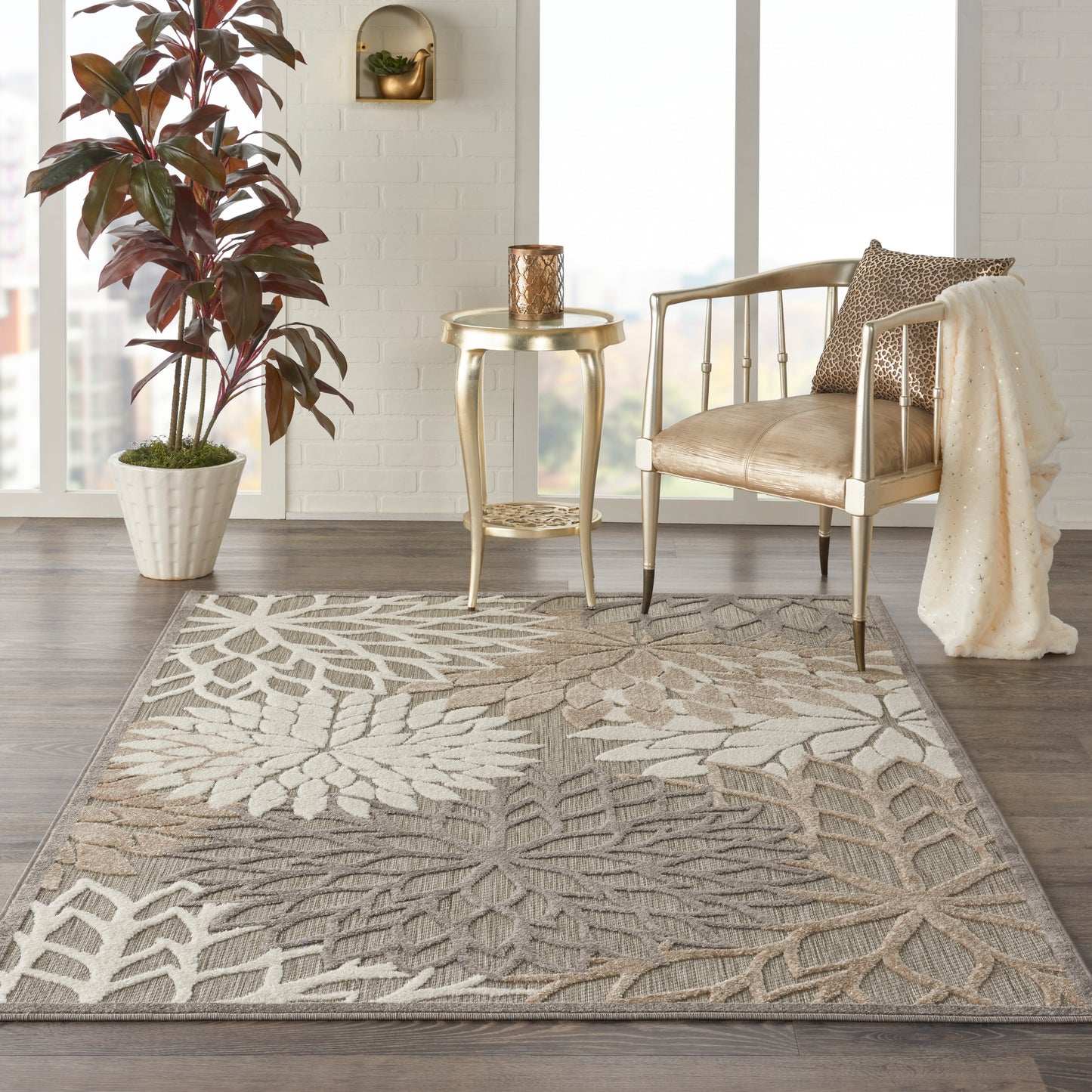 Nourison Aloha 5'3" x 7'5" Natural Tropical Rug