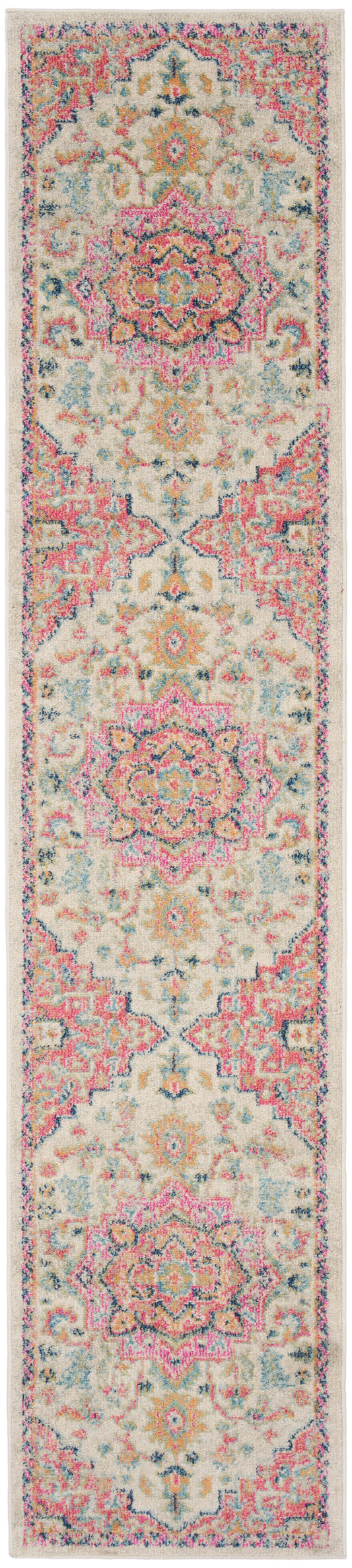 Nourison Passion 2'2" x 10' Ivory Pink Bohemian Indoor Rug